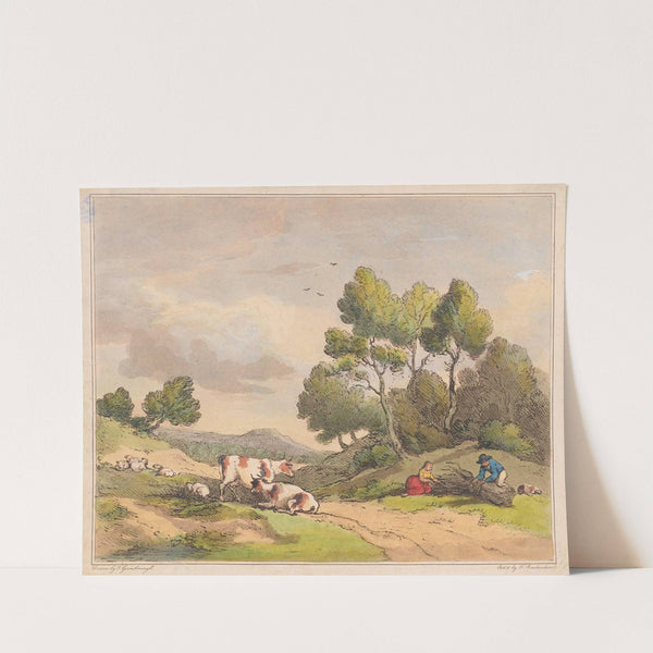 Woodgatherers in a landscape by Thomas Rowlandson