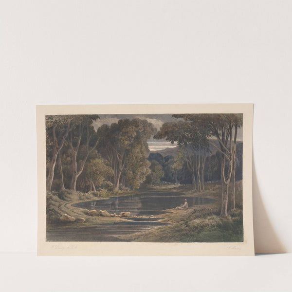 Woodland pool with seated figure (Francis Danby) (1850) by Louis Marvy