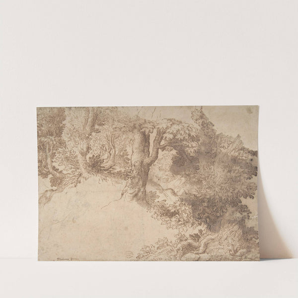 Woodland Scene with Light Sketch of a Madonna and Child by Girolamo Muziano