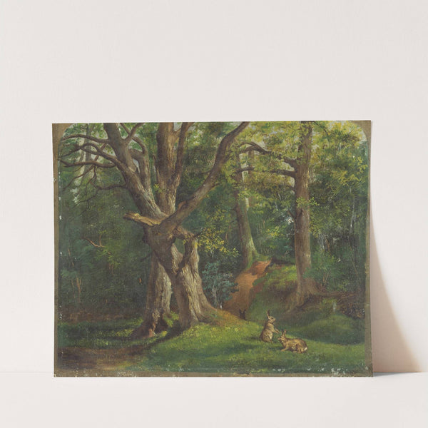 Woodland scene with rabbits by Sir Hubert von Herkomer