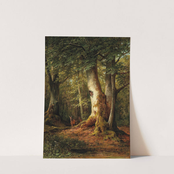 Woodland Scene with Roe Deer by Luitpold Faustner