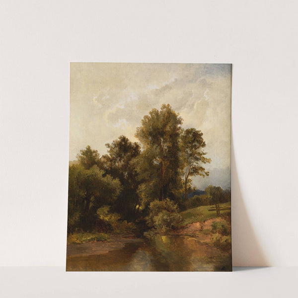 Woodland scenery by a riverbank by Dietrich Langko