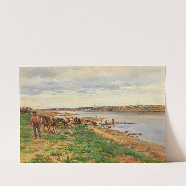 Woodworkers with horses on the banks of the Volga (1895) by Vladimir Egorovich Makovsky