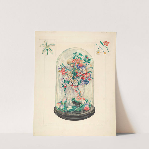 Wool Flowers Under Glass by Frank J. Mace