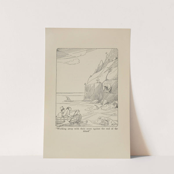 Working away with their noses against the end of the island by Hugh Lofting