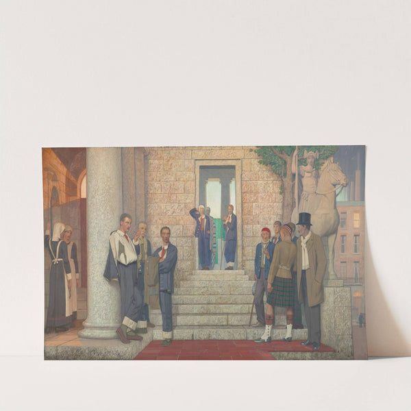 Wounded and Sick Men Gathered Outside a Hospital (1920) by Frederick Cayley Robinson