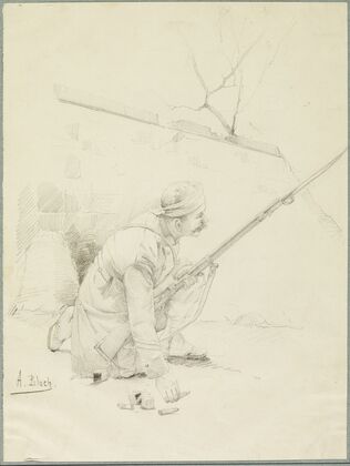 Wounded Soldier Loading his Rifle