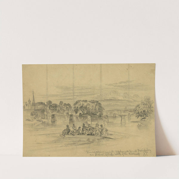 Wounded soldiers crossing the Rappahannock River at Fredericksburg on a flatboat-After the battle of the Wilderness by Edwin Forbes