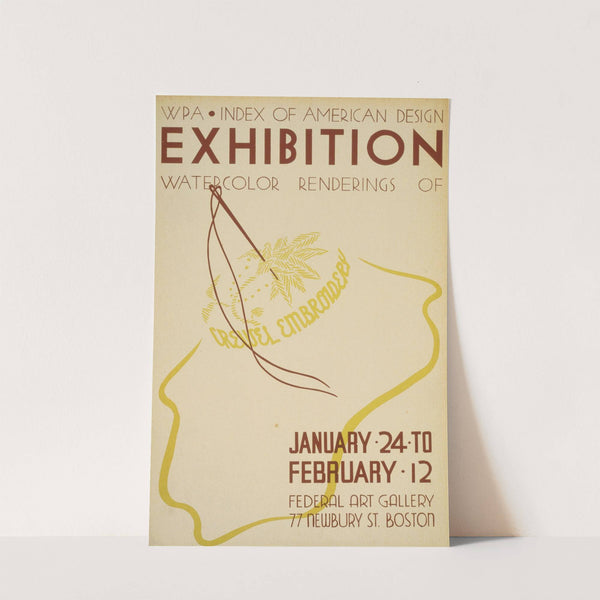 WPA Index of American Design exhibition Watercolor renderings of crewel embroidery by Anonymous