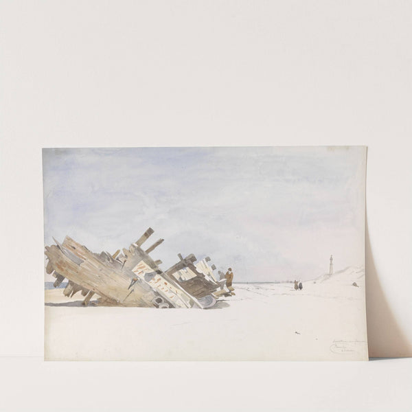 Wrakhout op het strand van Renesse te Schouwen-Duivenland by Willem Anthonie van Deventer