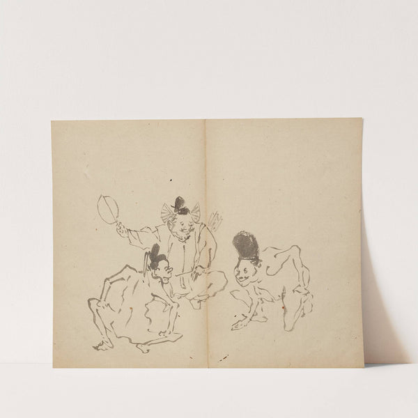 Wrestling Match (1800s) by Kawanabe Kyōsai