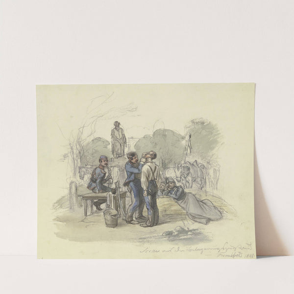 Würtembergische Reiterei auf dem Goetheplatz zu Frankfurt am Main in den Septembertagen 1848 by Jakob Fürchtegott Dielmann