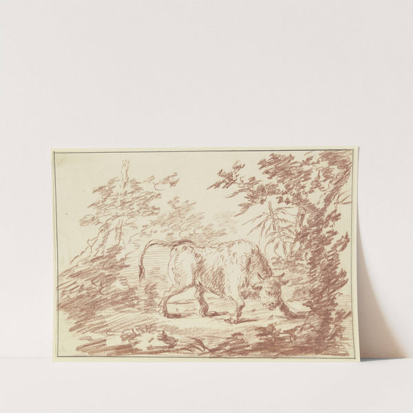 Wütender Faselochse in einem Gebüsch by Johann Ludwig von Pfeiff