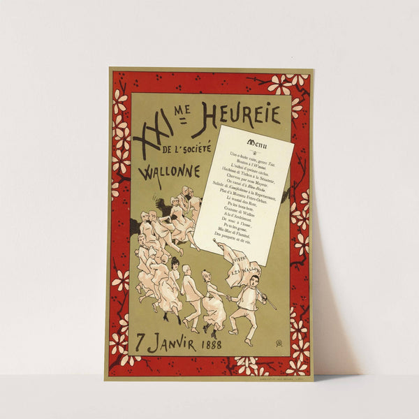 XXIIème Heureie de l’Société wallonne. Menu du vingt-et-unième banquet de la Société de langue et de littérature wallonnes du 7 janvier 1888 by Armand Rassenfosse