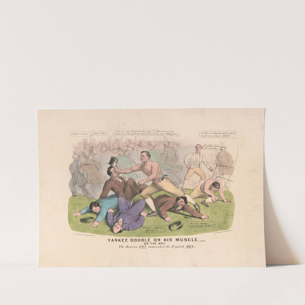 Yankee doodle on his muscle; or the way the Benicia boy astonished the English men by Currier & Ives.