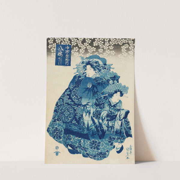 Yatsuhashi of the Naka-Manjiya, kamuro Wakaba and Yayoi (circa 1831) by Utagawa Kunisada (Toyokuni III)