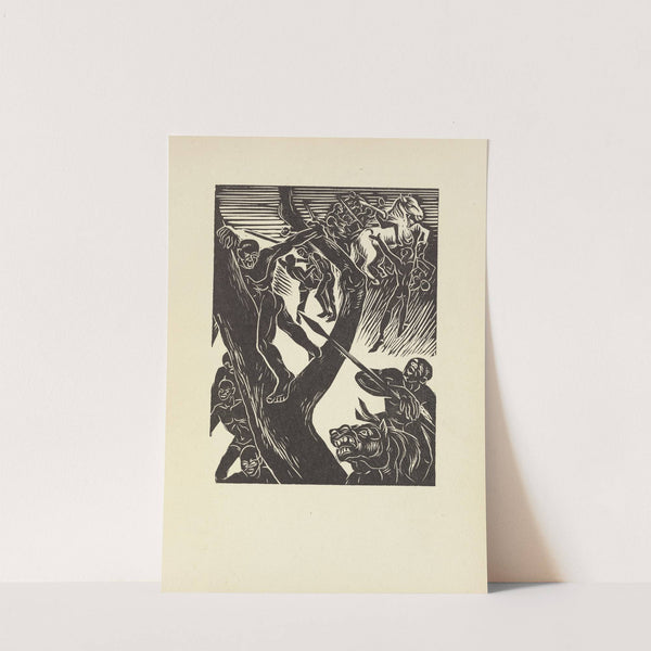 Young Absalom be in a tree and soldiers come behind with spears (1946) by Letterio Calapai