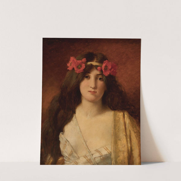 Young beauty with a crown of poppies by Jules Frederic Ballavoine