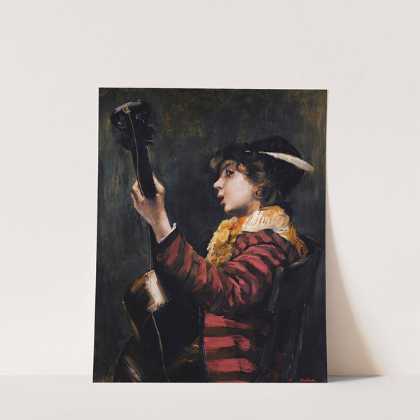 Young Boy Playing The Guitare by Norbert Goeneutte