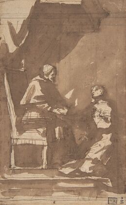 Young Cleric Kneeling before a Pope