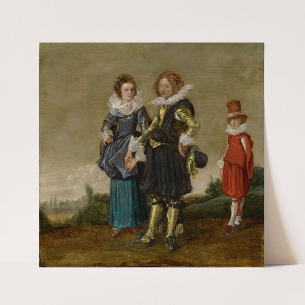 Young Couple Walking with a Page by Circle Of Dirck Hals