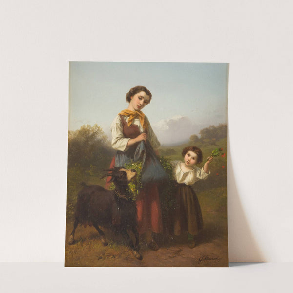 Young female shepherd with child by Ferdinand Maröhn