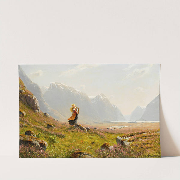 Young girl on a summer alpine stroll by Hans Dahl