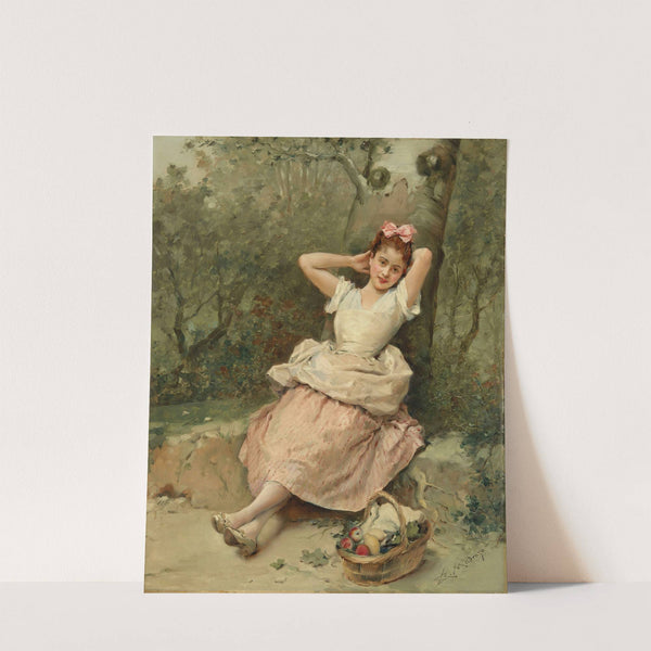 Young girl sitting at the foot of a tree by Raimundo de Madrazo y Garreta