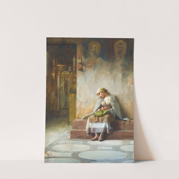 Young Girl Sleeping In A Church by Theodoros Ralli
