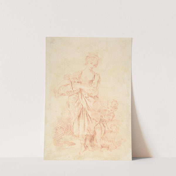 Young Girl with a Boy and a Dog (18th century) by François Boucher