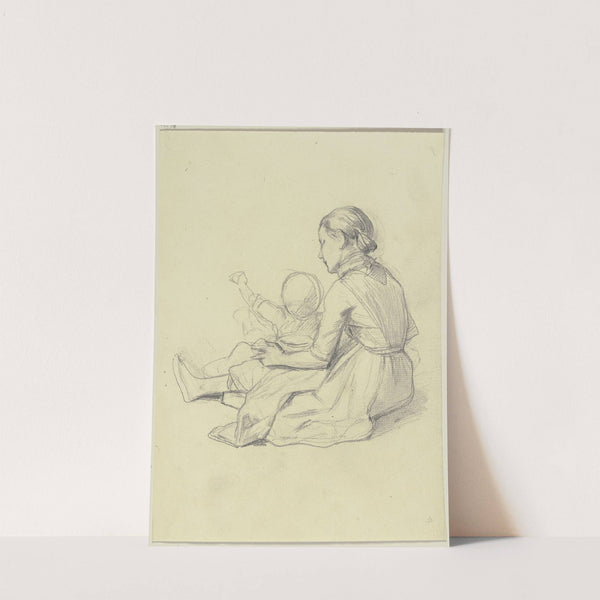 Young girl with child by Jakob Becker