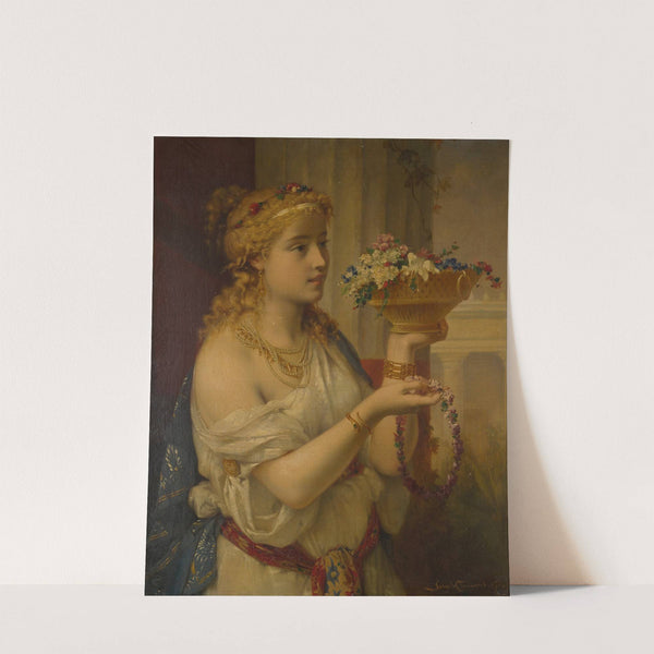 Young girl with flowers by Pierre Olivier Joseph Coomans