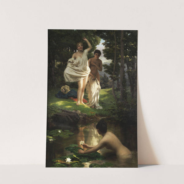 Young girls taking a bath at a forest spring by Raffaele Giannetti