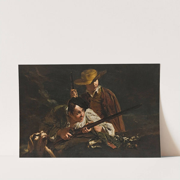 Young hunters with a dog by Workshop of Giovanni Battista Piazzetta
