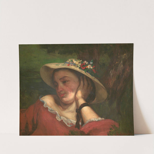 Young Ladies On The Bank Of The Seine – Fragment Of A Painting (Woman With Flowers On Her Hat) by Gustave Courbet