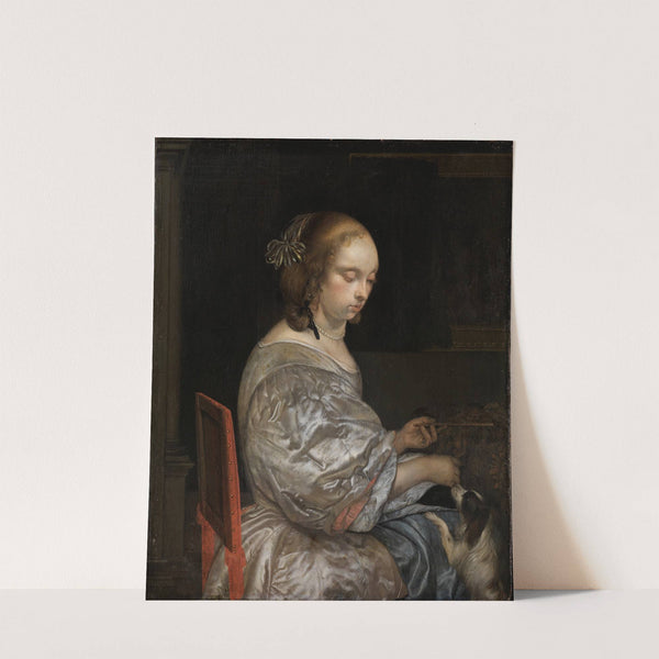 Young lady with puppy (1665-1670) by Eglon van der Neer