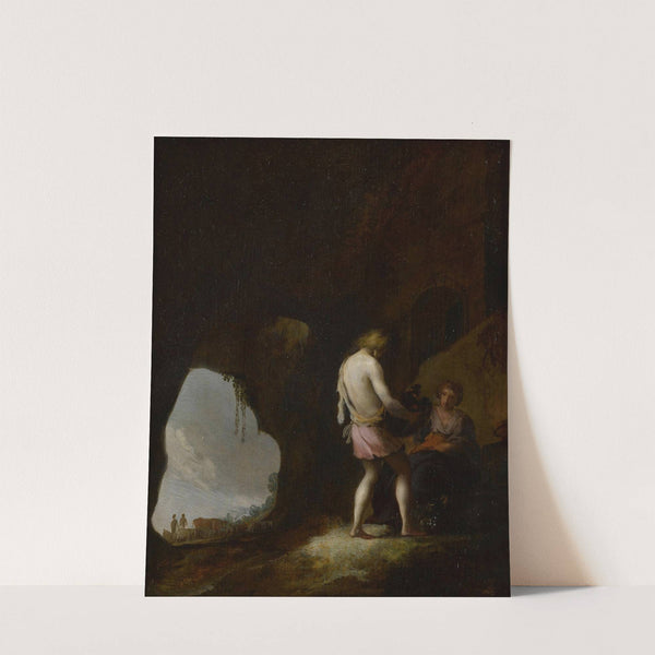 Young man and woman in a cave by Moses Matheusz. van Uyttenbroeck