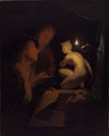 Young Man and Woman Studying a Statue of Venus, by Lamplight
