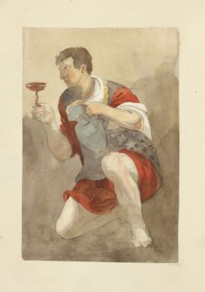 Young man in toga, with pitcher and wine glass