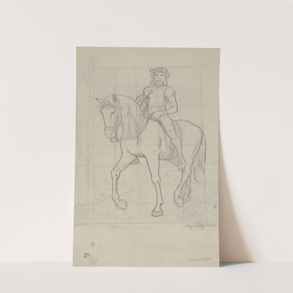 Young Man with a Wreath on His Head, on Horseback (1890 - 1910) by Hans Thoma