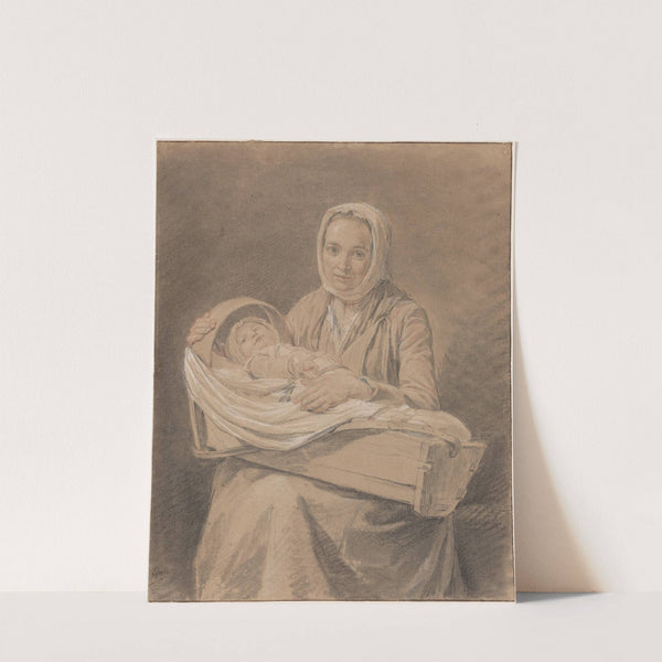 Young Mother Seated, Holding her Baby in a Portable Crib on her Knees by Nicolas Bernard Lépicié