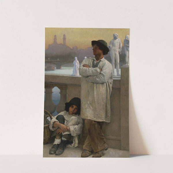 Young sculptors on a bridge in Paris, the old Trocadero in the distance (1888) by Carl Ernst von Stetten