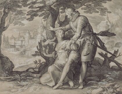 Young Woman Assisted by a Gentleman