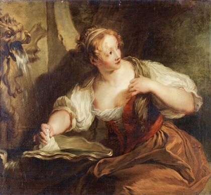 Young Woman At a Fountain