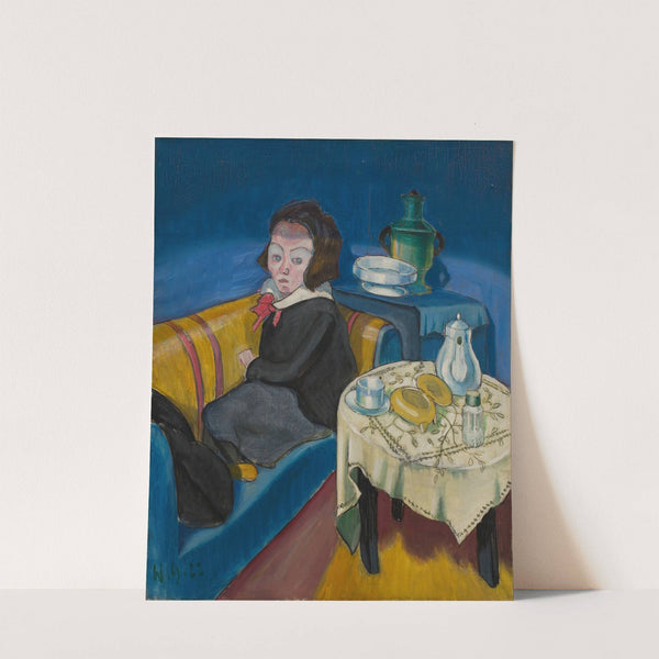 Young Woman at the Table (Samovar) (1922) by Walter Gramatté