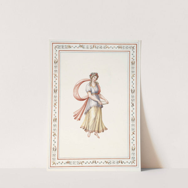 Young woman holding platter. by Pierre-Jean Mariette