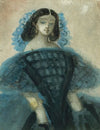 Young Woman in a Blue and Black Dress