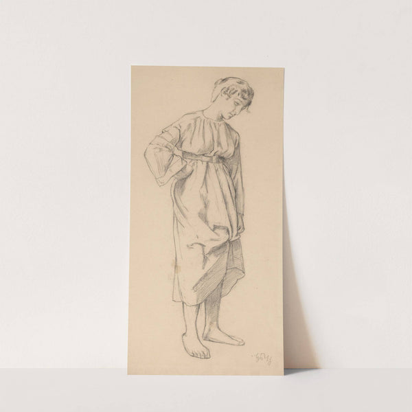 Young Woman in a Loose Dress, Lifting Its Hem with Her Left Hand (1880 - 1900) by Hans Thoma