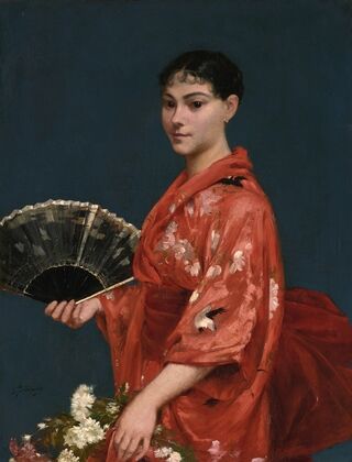 Young Woman in a Red Kimono