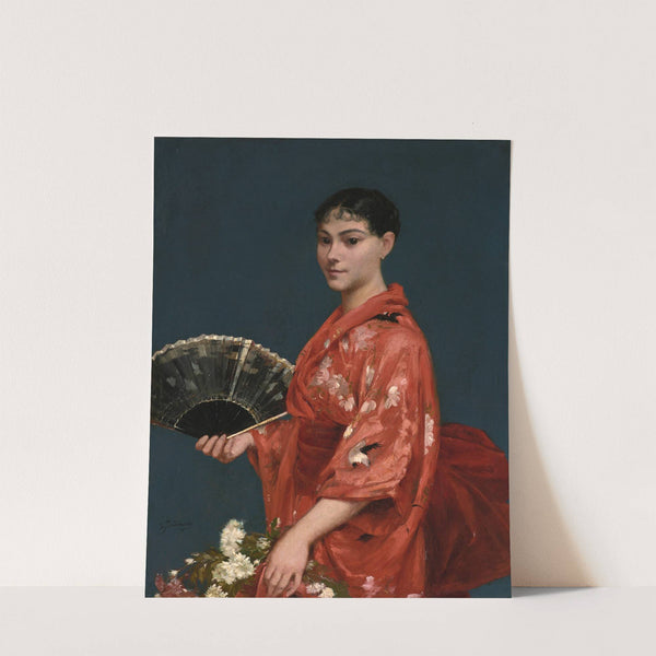 Young Woman in a Red Kimono by Frank Buchser